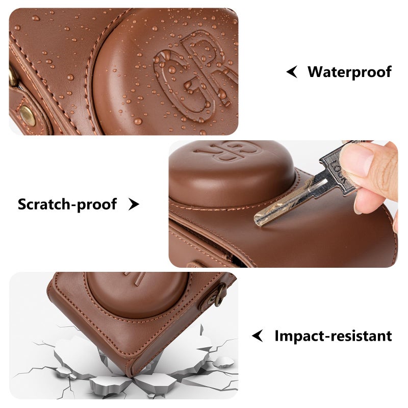 kinokoo Case for Ricoh GR/GR II/GR III/IIIx/GR IV Digital Camera, PU Leather GR GR II GR III GR III X GR IV Protective Cover with Shoulder Strap - Retro Style Easy Carrying Bag- Coffee - Image 5